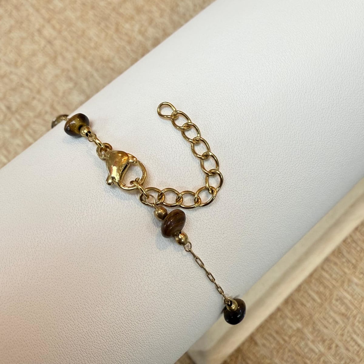 Pulsera piedra marrón balín acero / unidad2