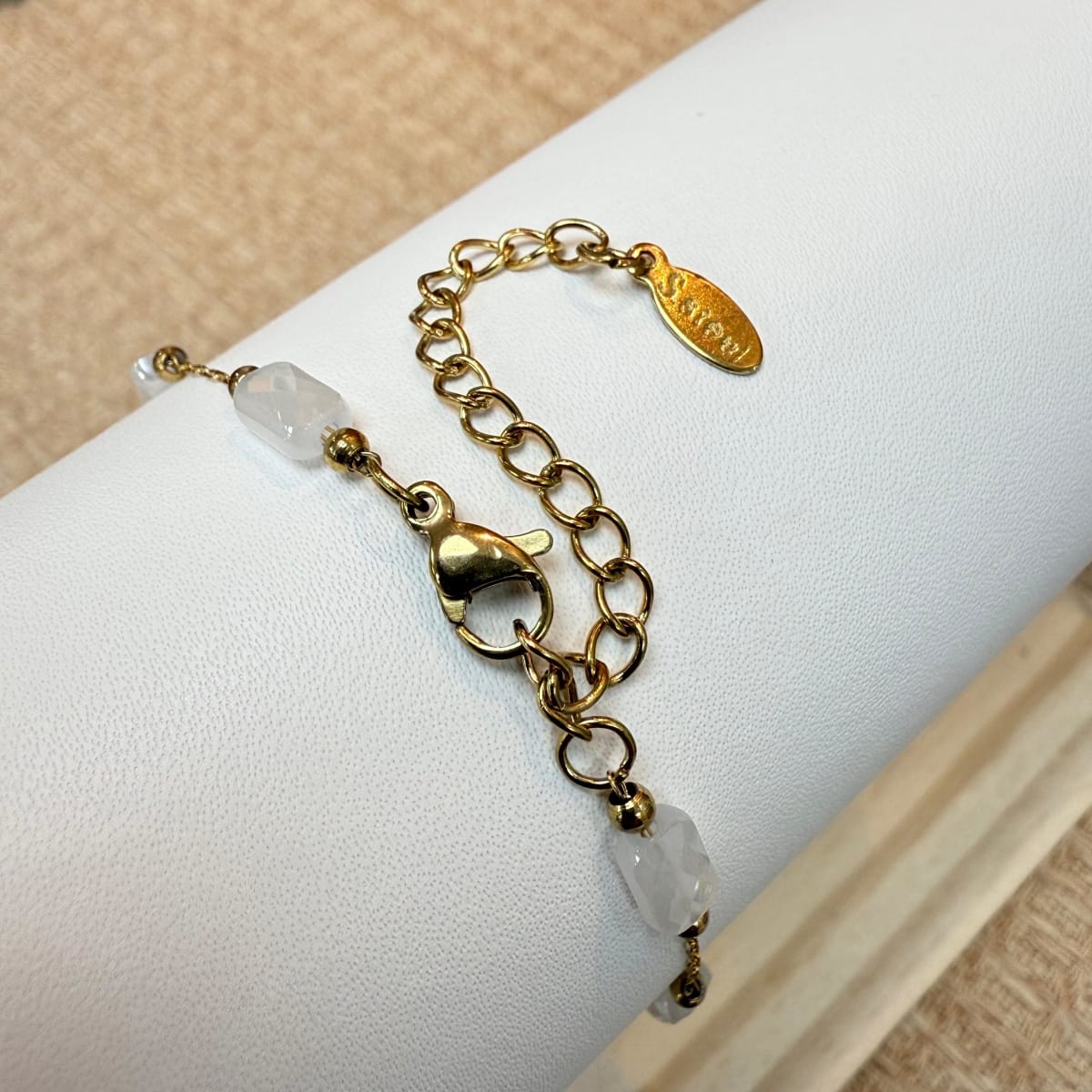 Pulsera cristal blanco balín acero / unidad2