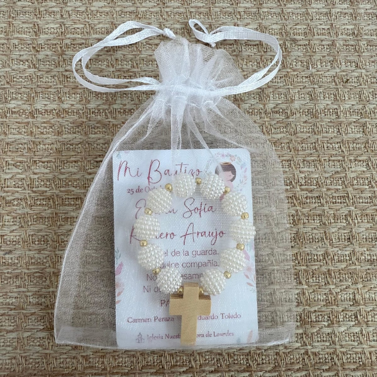 Souvenir decenario de perlas para recuerdos bautizo comunión confirmación / docena5