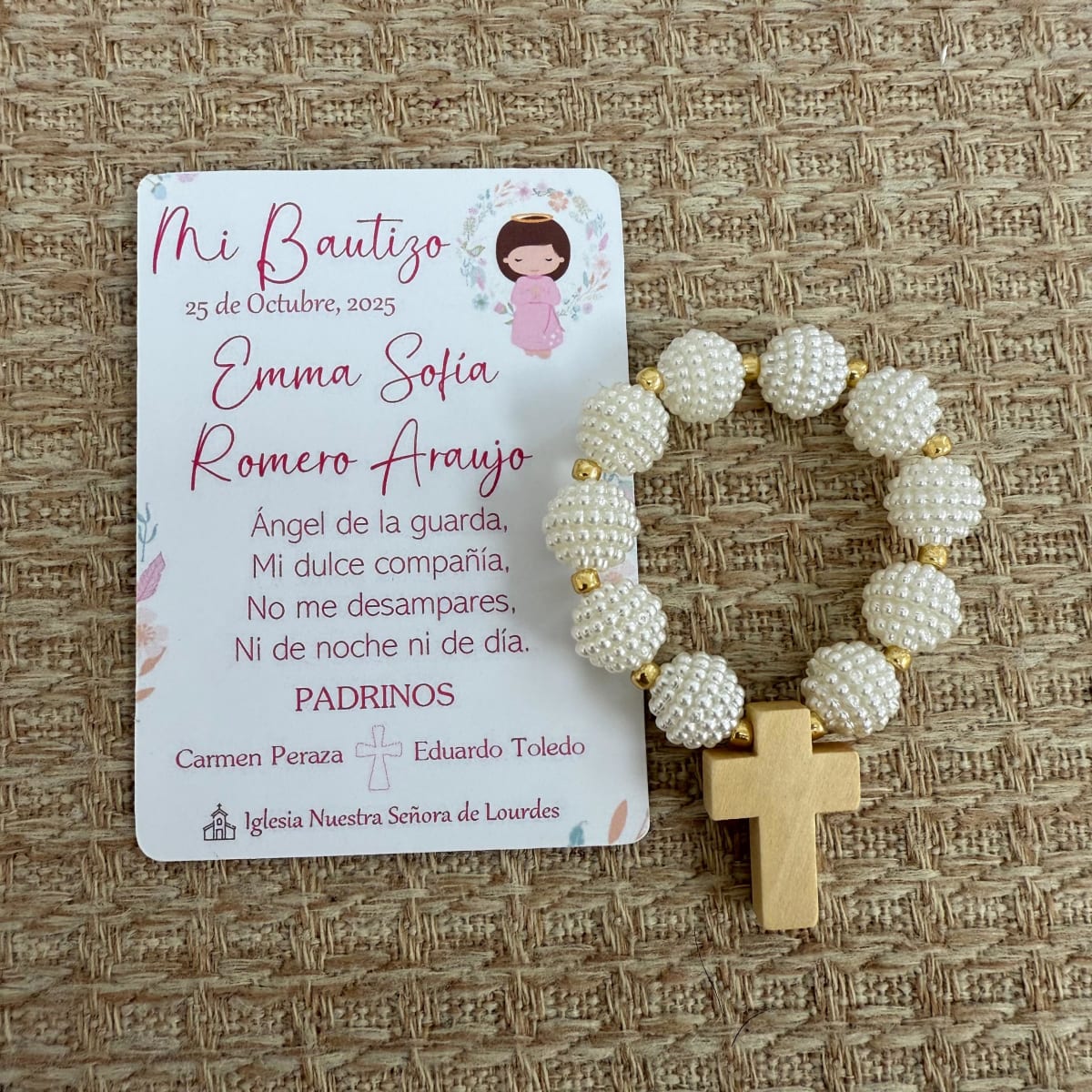 Souvenir decenario de perlas para recuerdos bautizo comunión confirmación / docena3