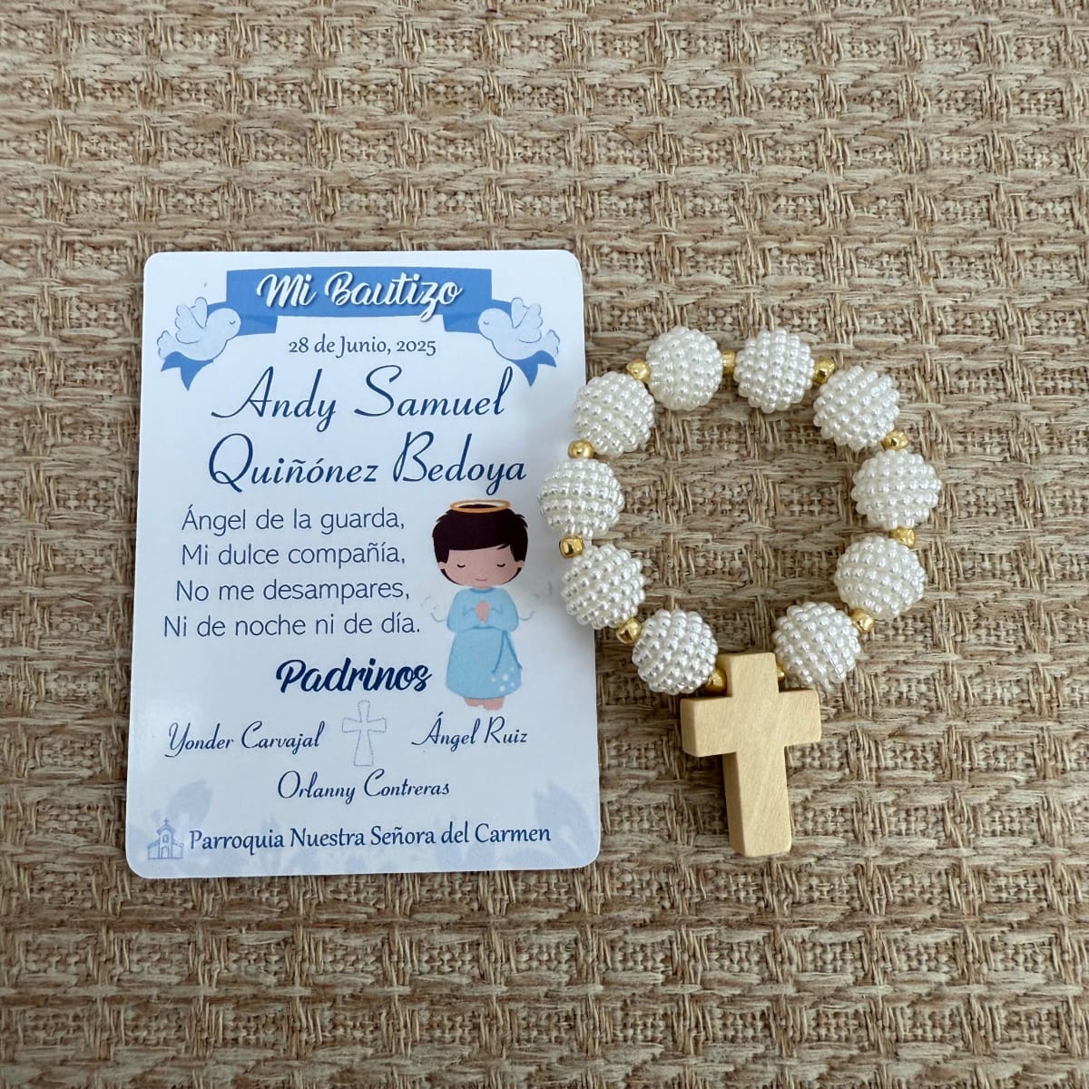 Souvenir decenario de perlas para recuerdos bautizo comunión confirmación / docena1