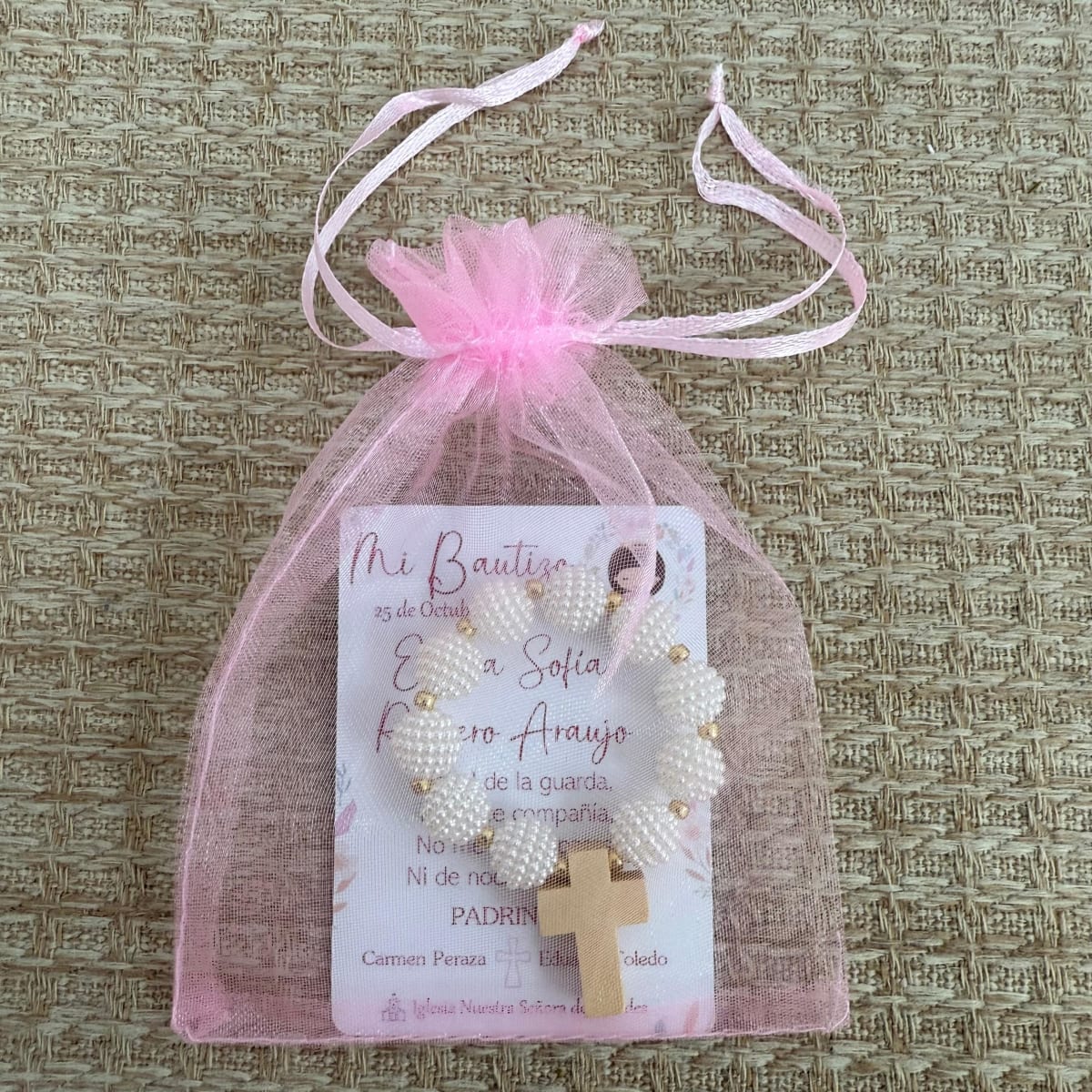 Souvenir decenario de perlas para recuerdos bautizo comunión confirmación / docena4