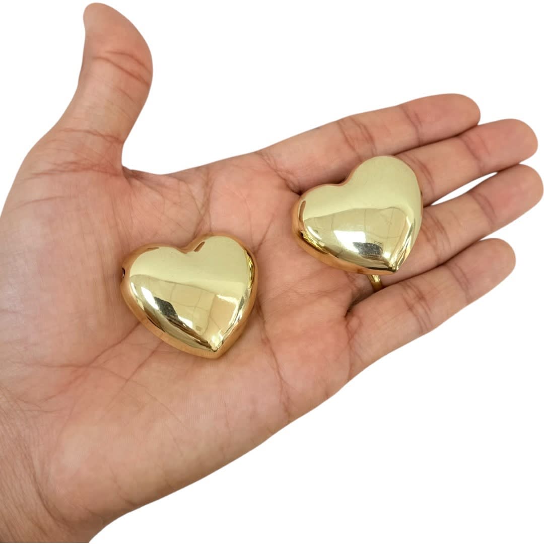 Dije pasador maxi corazón 40 mm baño de oro / unidad2
