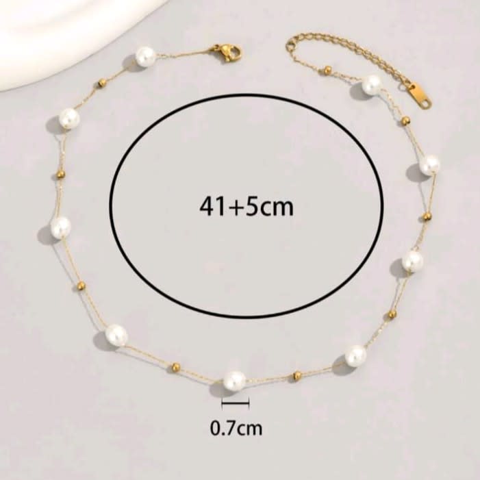Collar acero con perlas sintéticas 7 mm / unidad2