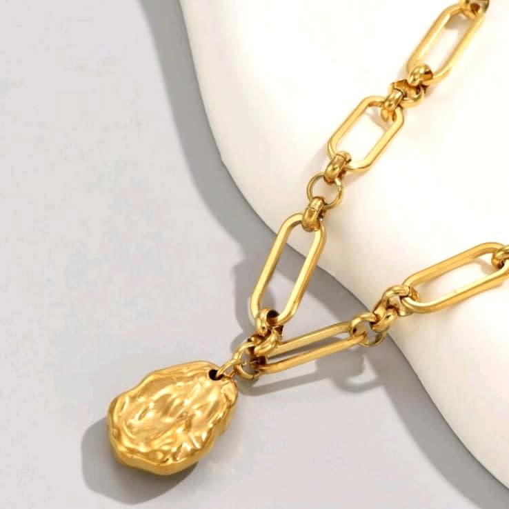 Collar acero con cadena eslabones clip grande / unidad2