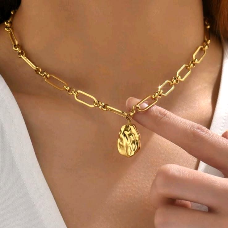 Collar acero con cadena eslabones clip grande / unidad1