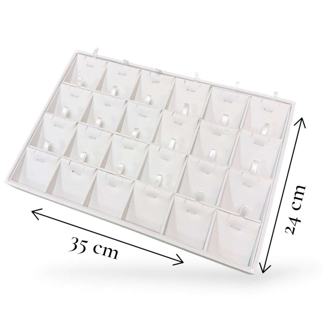 Exhibidor collar cadena tipo bandeja eco cuero blanco / unidad3