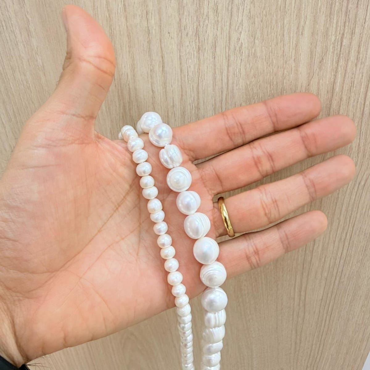 Sarta abalorios cuentas perla natural cultivada semi rondell / tira7