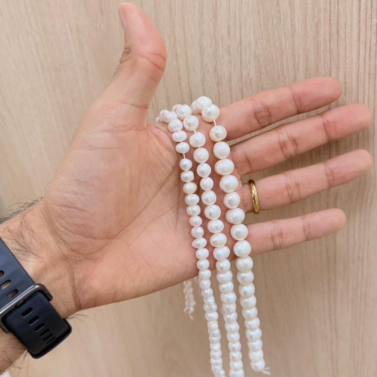 Sarta abalorios cuentas perla natural cultivada redonda irregular/ tira10