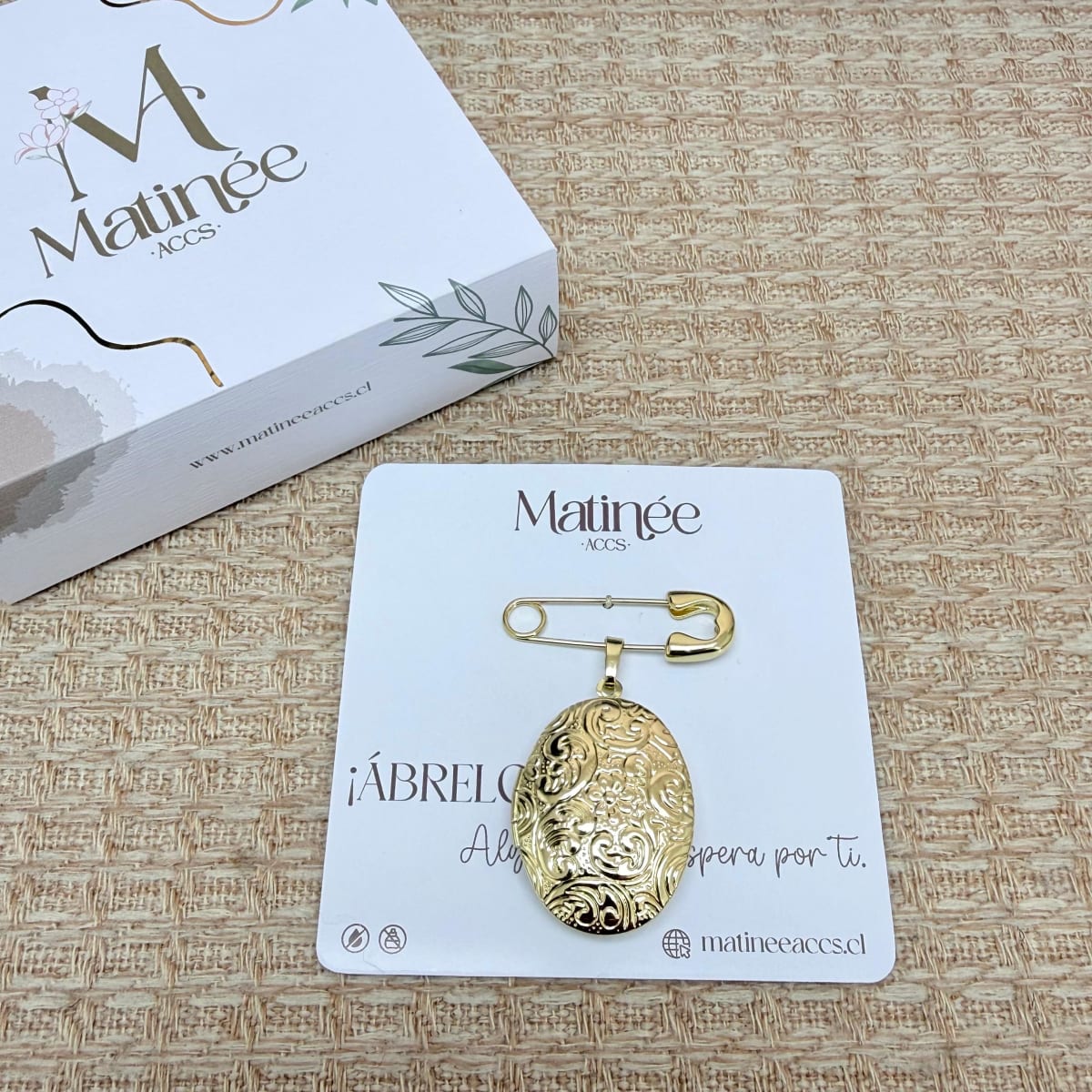 Broche Pin con relicario ovalado dos fotos personalizado dorado / unidad5