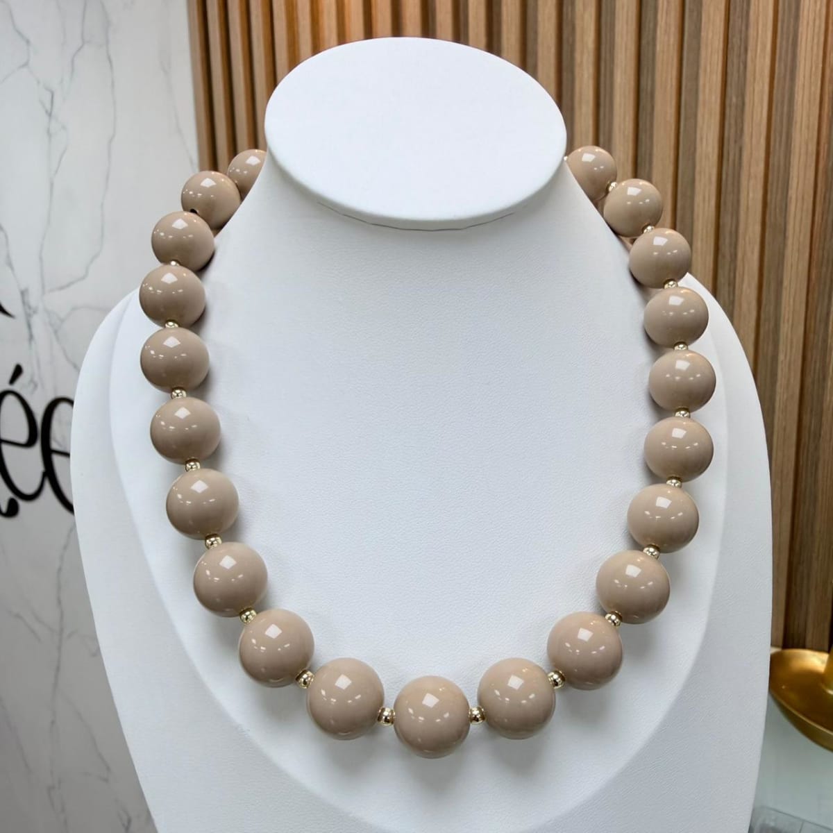 Collar cuentas de acrílico maximalista boho chic 16 mm / unidad1