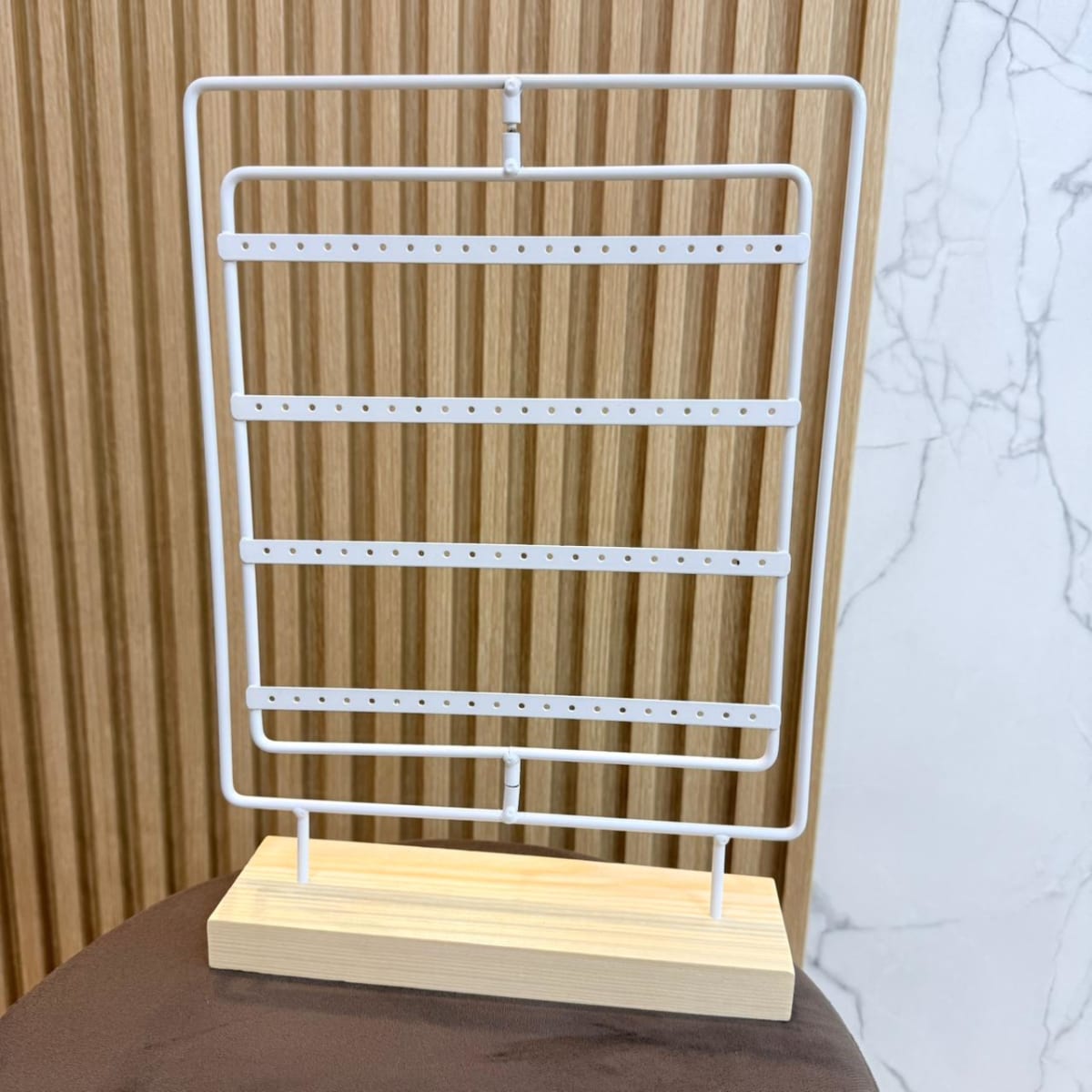 Exhibidor giratorio aros zarcillos 40 pares blanco madera metal / unidad2