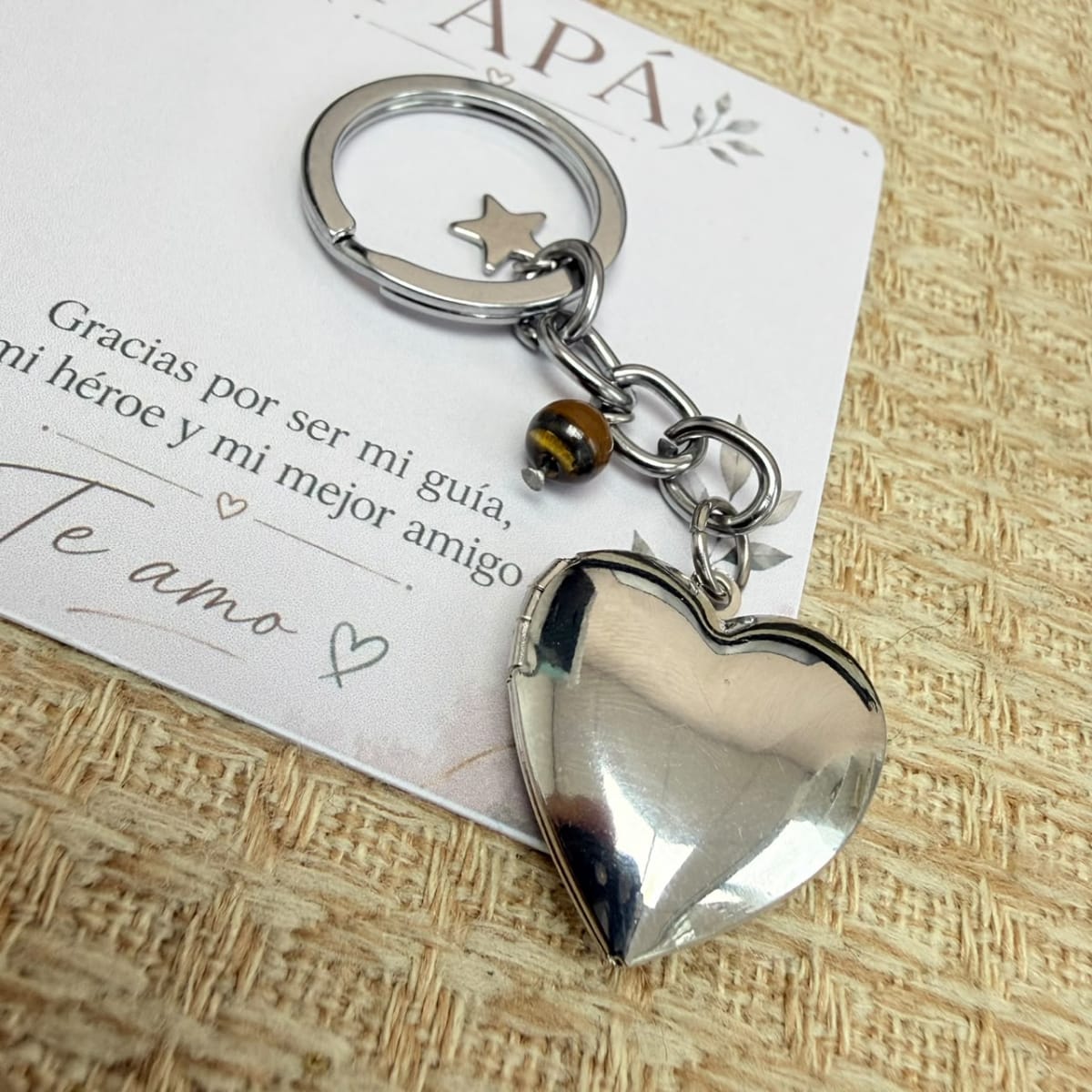 Llavero con relicario dos fotos personalizado regalo para papá / unidad3