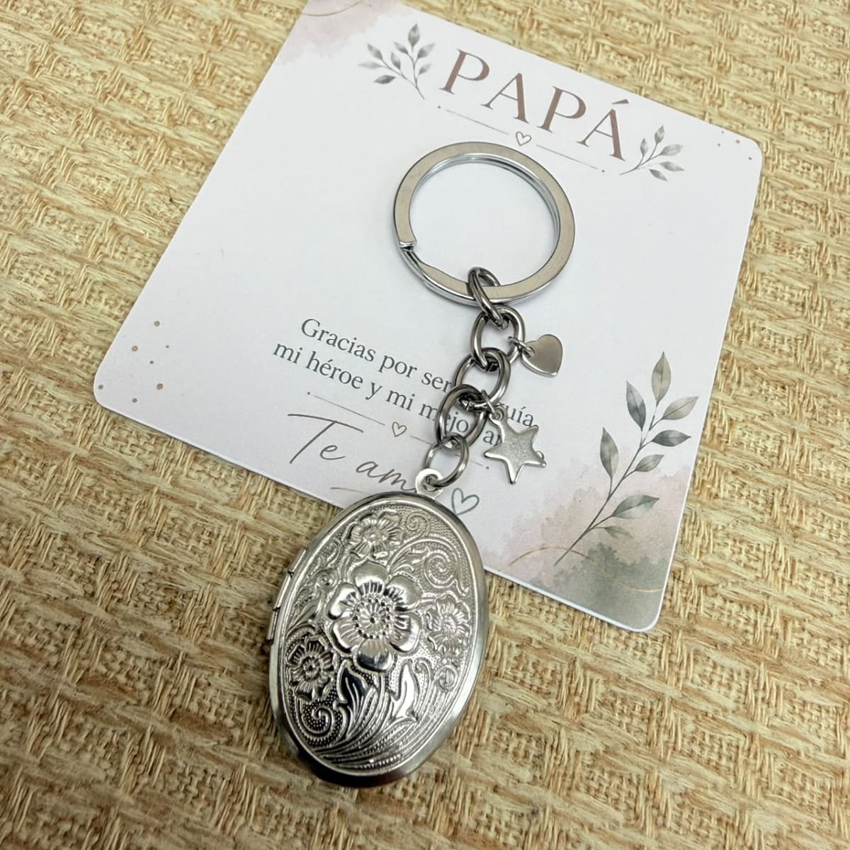 Llavero con relicario dos fotos personalizado regalo para papá / unidad5