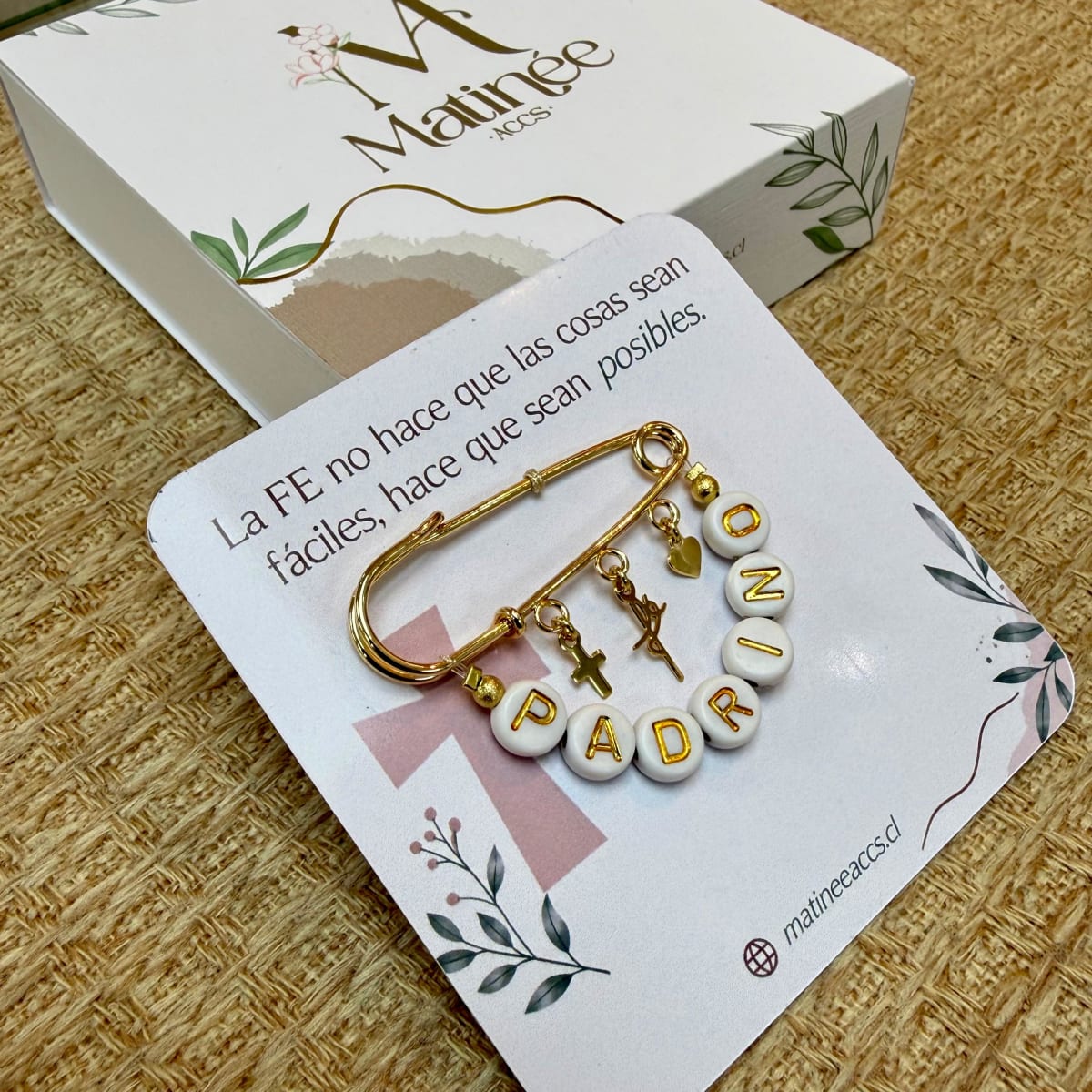 Broche pin de regalo de bautizo para padrino madrina / unidad1