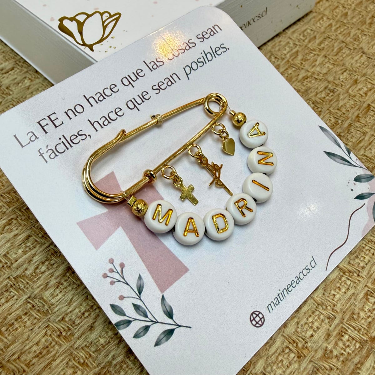 Broche pin de regalo de bautizo para padrino madrina / unidad4