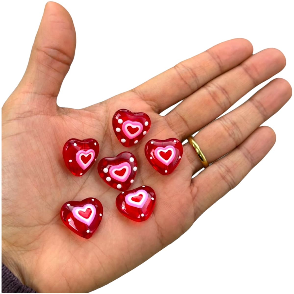 Dije pasador corazón 20 mm rojo acrílico / unidad2