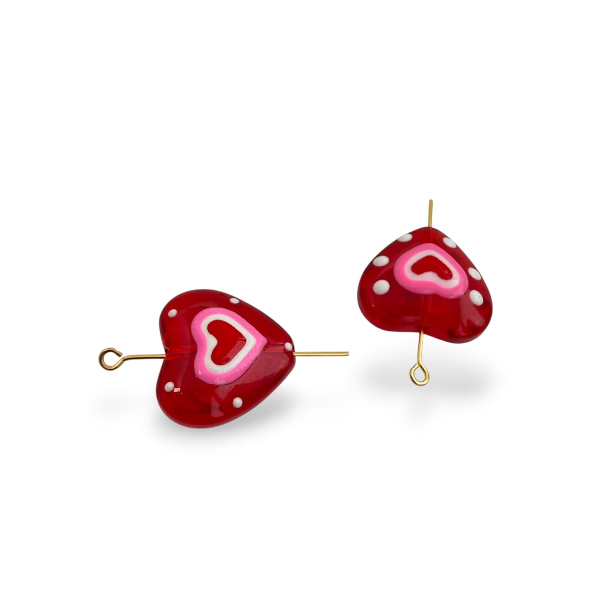 Dije pasador corazón 20 mm rojo acrílico / unidad3
