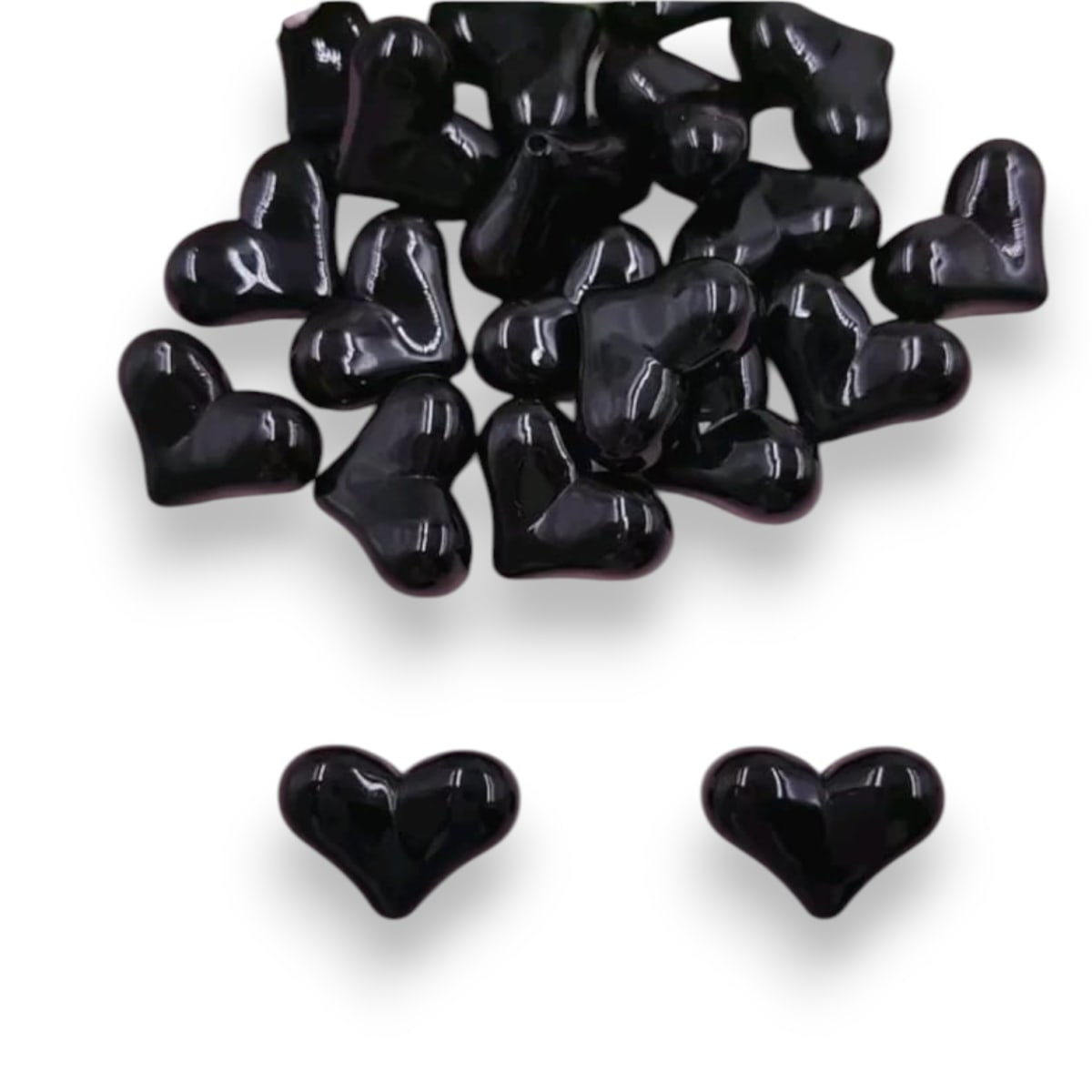 Dije pasador corazón 20x15 mm negro acrílico / unidad2