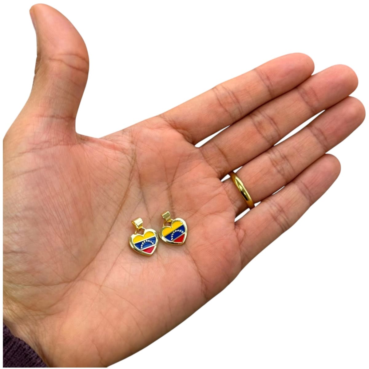 Dije colgante corazón bandera Venezuela 8 mm baño oro / unidad3