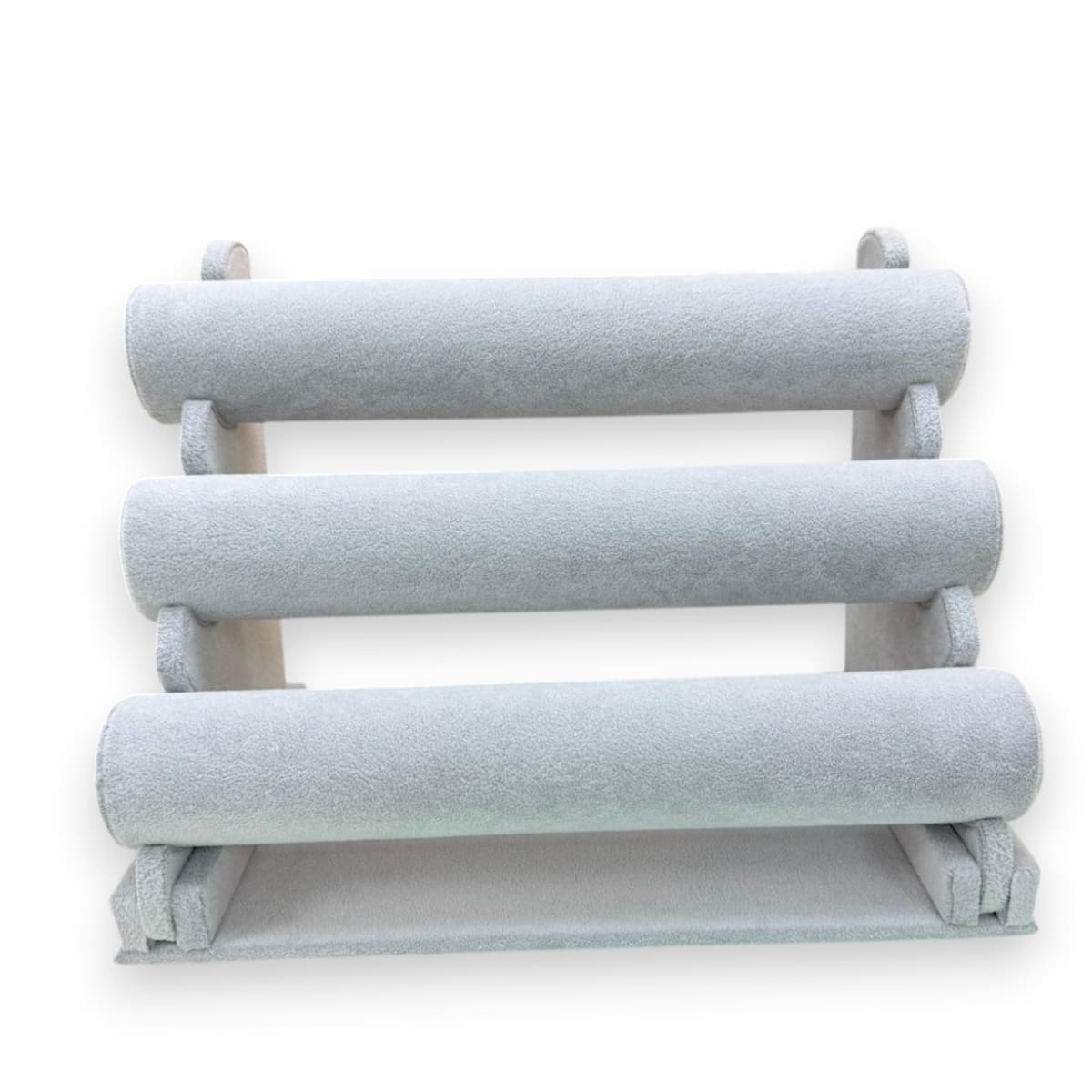 Exhibidor mostrario pulseras reloj tres niveles terciopelo gris / unidad3