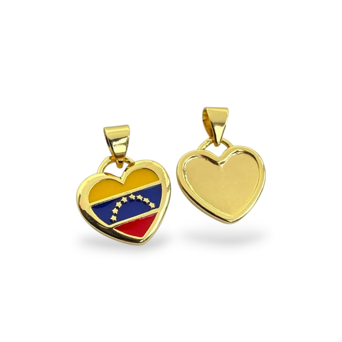 Dije colgante corazón bandera Venezuela 8 mm baño oro / unidad2