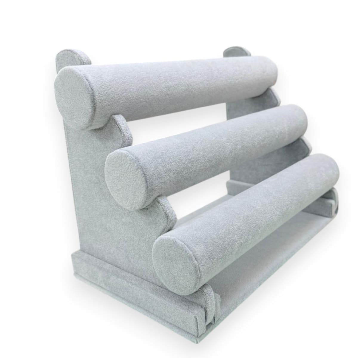 Exhibidor mostrario pulseras reloj tres niveles terciopelo gris / unidad1