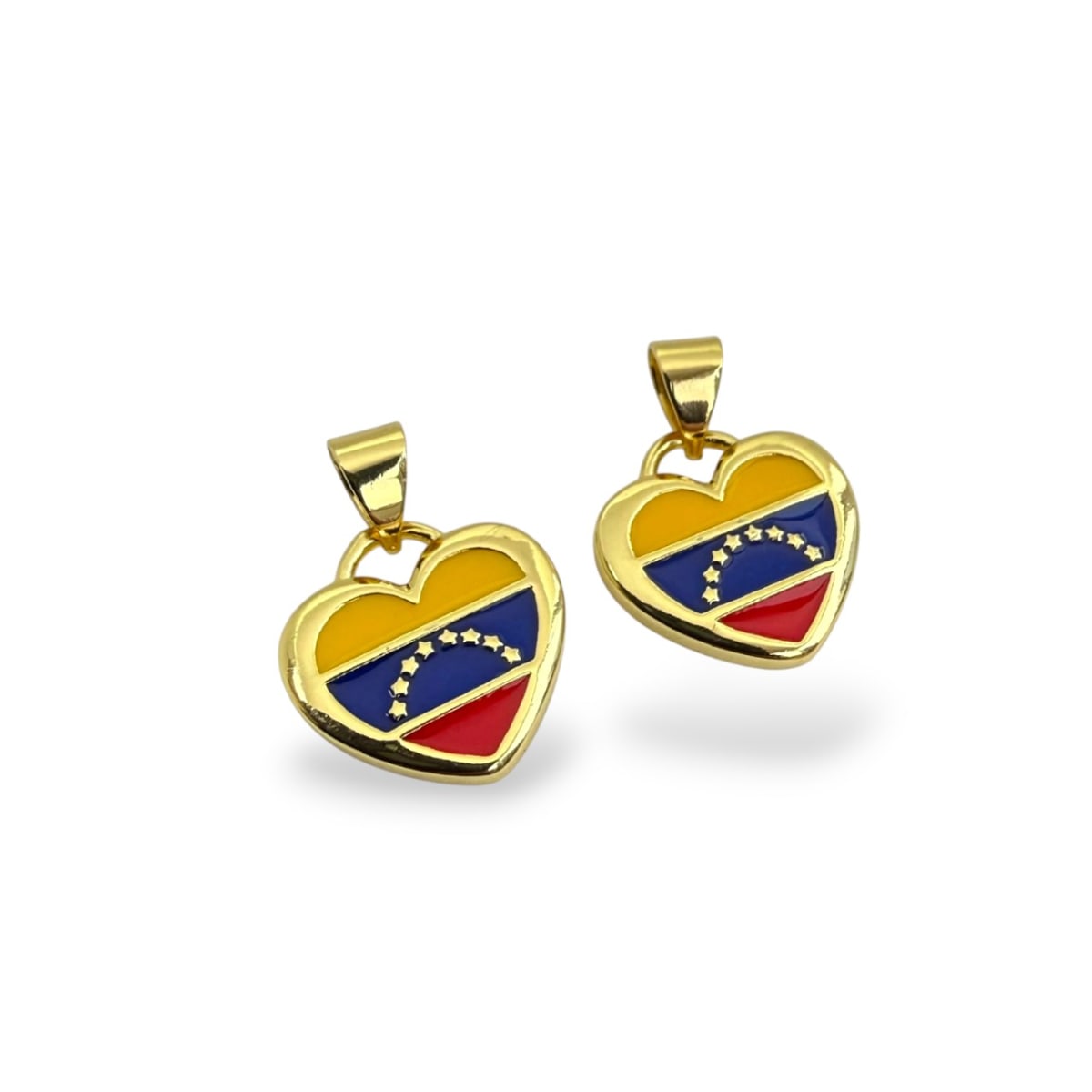 Dije colgante corazón bandera Venezuela 8 mm baño oro / unidad1