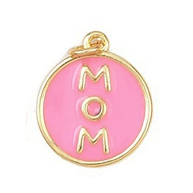 Dije colgante esmaltado mamá mom 16 mm baño oro / unidad4