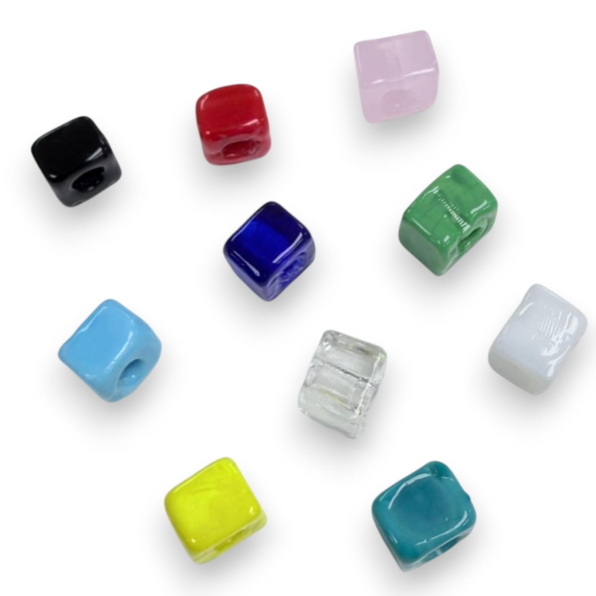 Cuenta abalorios europeo forma cubo 9.5 a 11.5 mm murano / unidad2