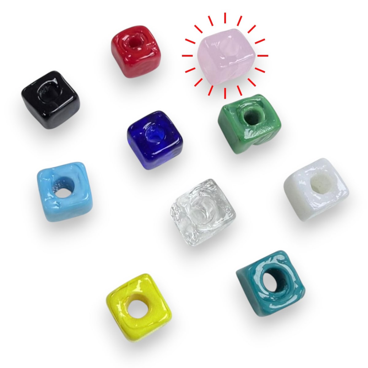 Cuenta abalorios europeo forma cubo 9.5 a 11.5 mm murano / unidad12