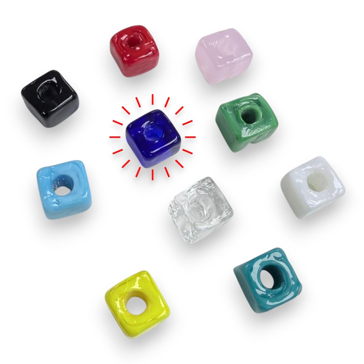 Cuenta abalorios europeo forma cubo 9.5 a 11.5 mm murano / unidad11
