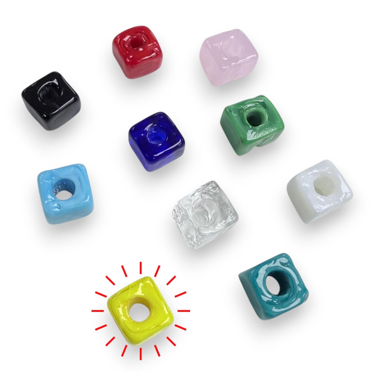 Cuenta abalorios europeo forma cubo 9.5 a 11.5 mm murano / unidad10