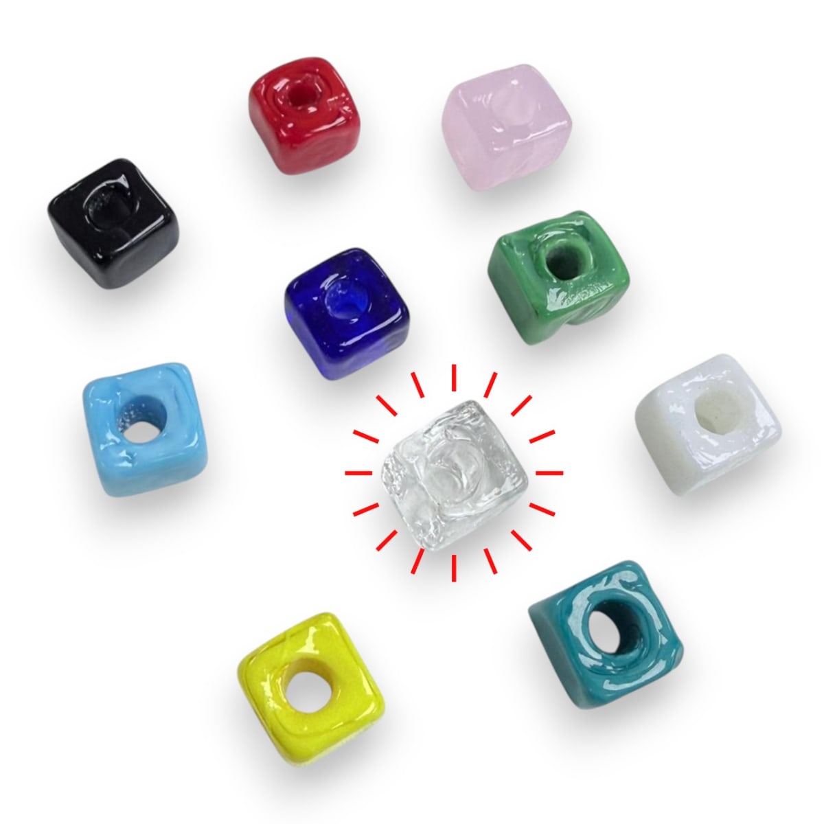 Cuenta abalorios europeo forma cubo 9.5 a 11.5 mm murano / unidad9