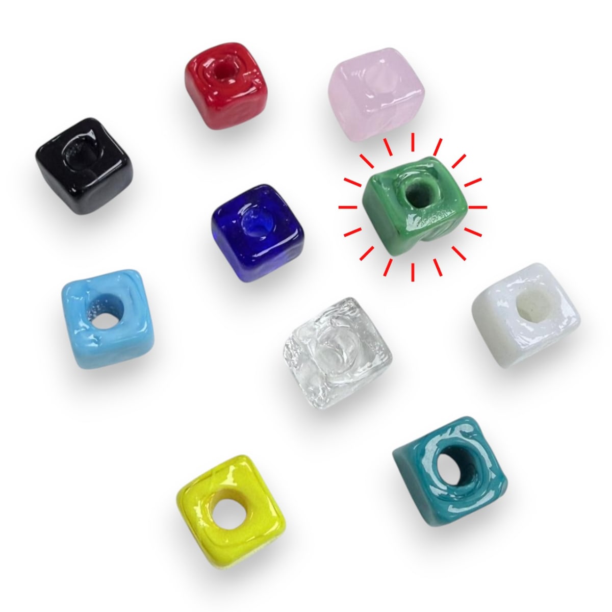 Cuenta abalorios europeo forma cubo 9.5 a 11.5 mm murano / unidad6