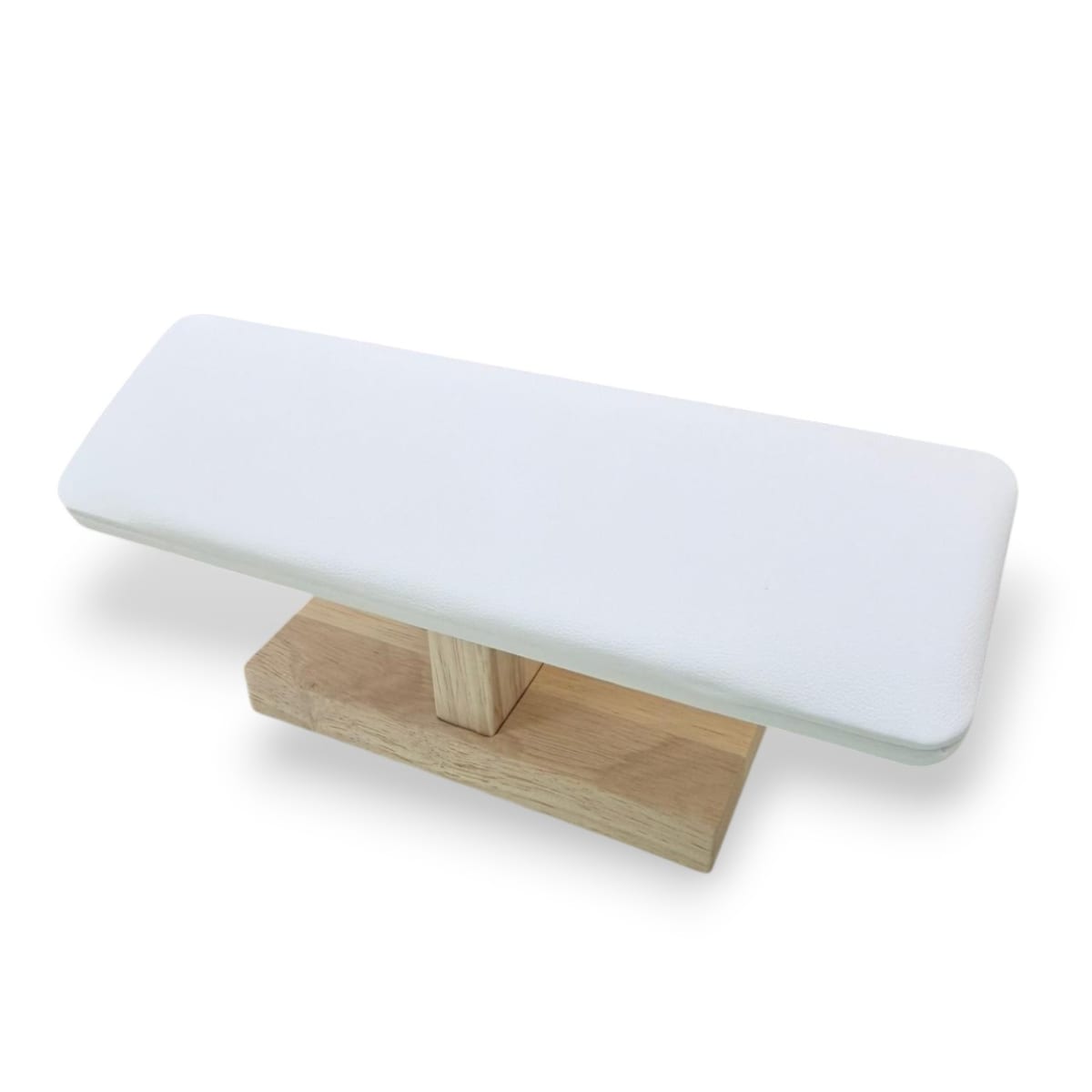 Exhibidor barra plana madera eco cuero blanco / unidad1