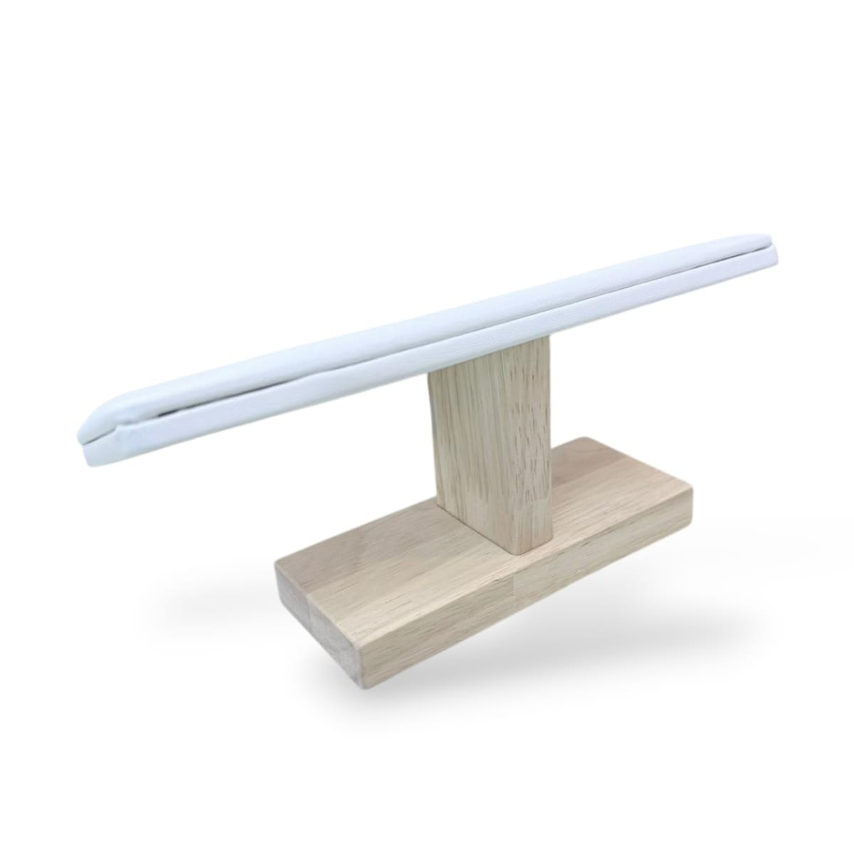 Exhibidor barra plana madera eco cuero blanco / unidad3