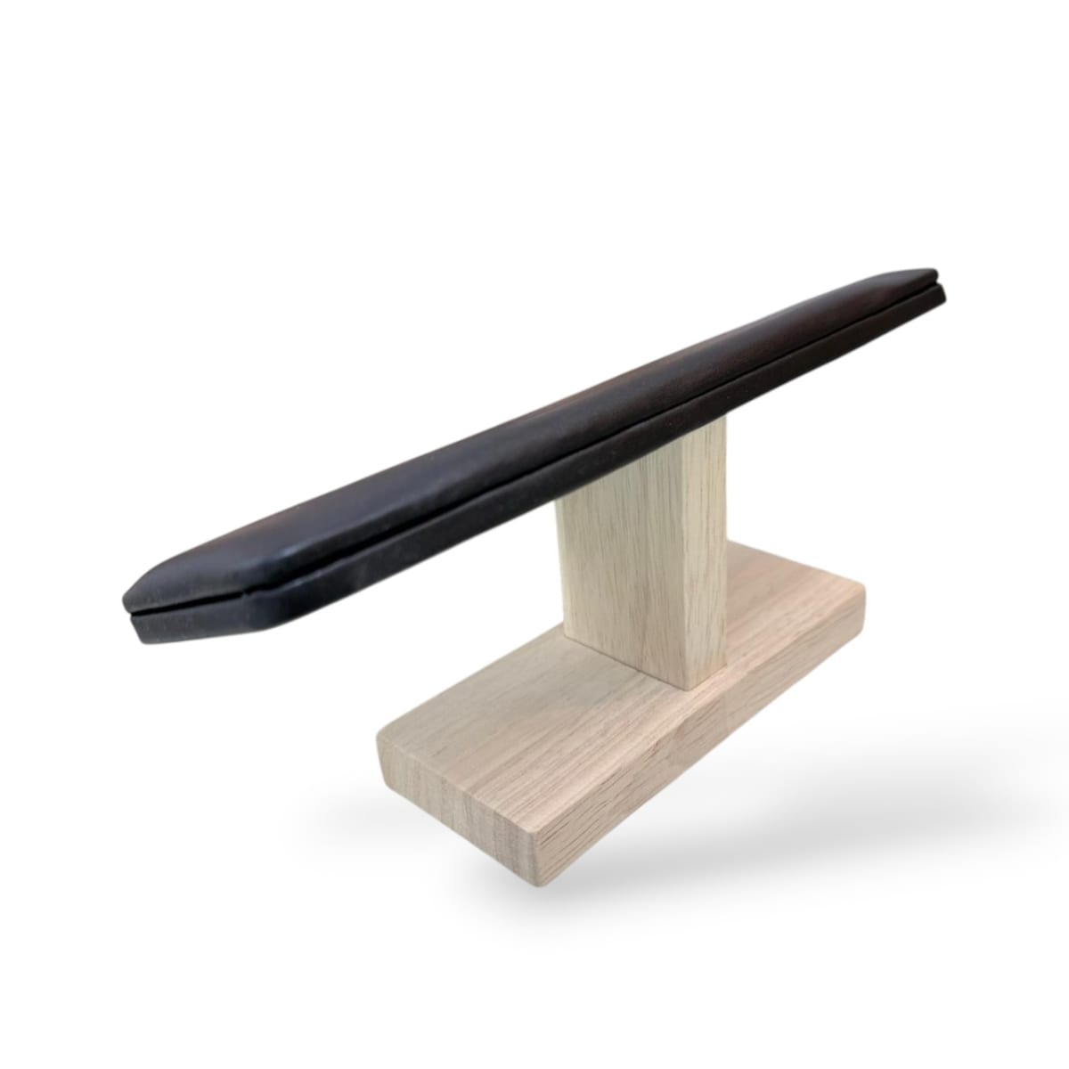 Exhibidor barra plana madera eco cuero negro / unidad3