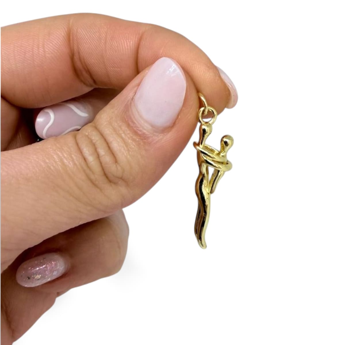Dije colgante mamá e hijo abrazo 30 mm baño de oro platino / unidad4