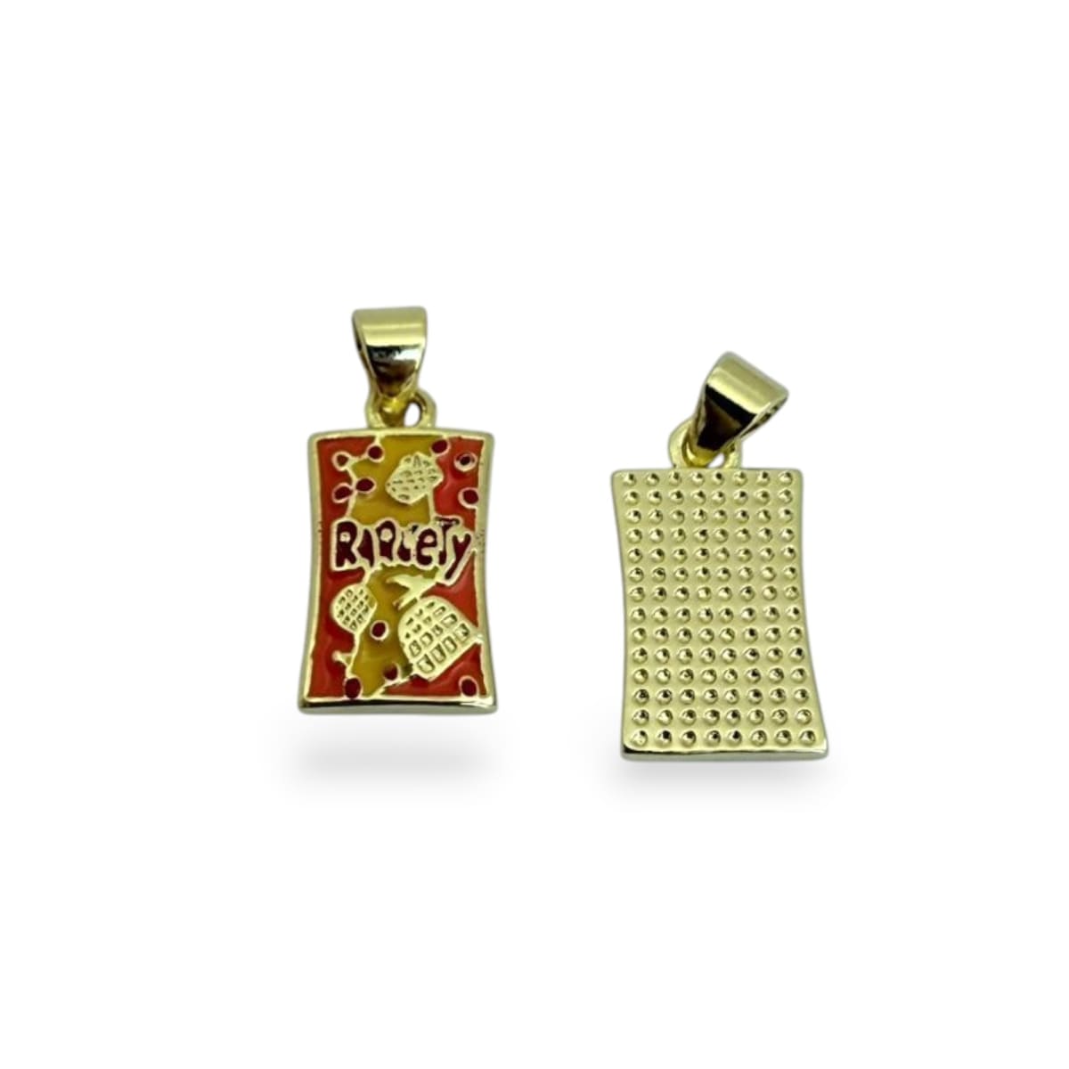 Dije colgante esmaltado Raquety 13x10 mm baño oro / unidad2