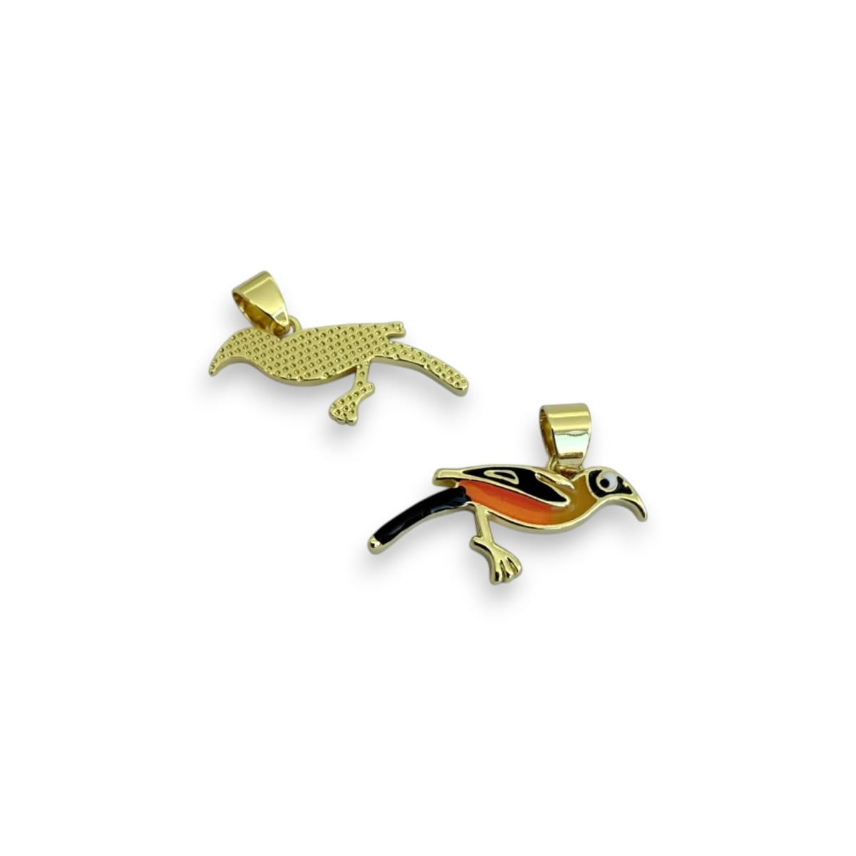 Dije colgante esmaltado Turpial 25x13 mm baño oro / unidad2