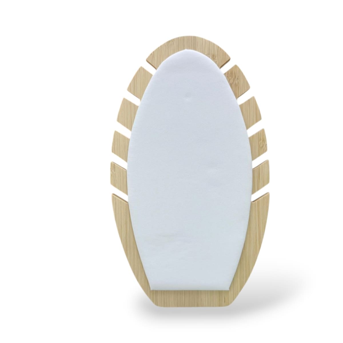Exhibidor mostrario vertical ovalado collar eco cuero blanco / unidad3