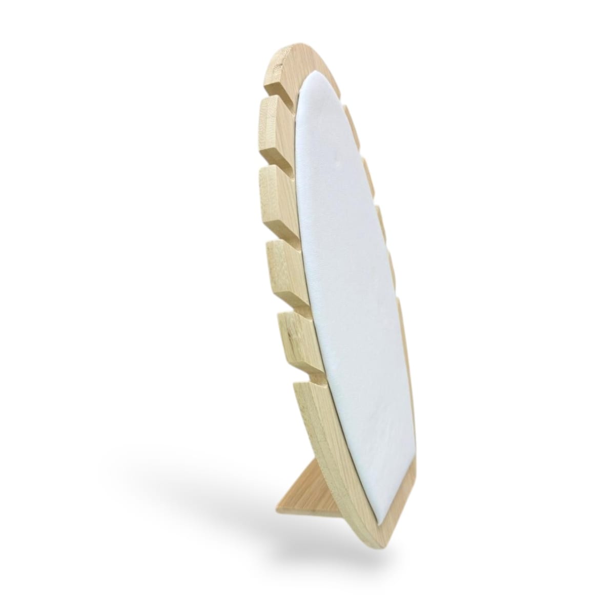 Exhibidor mostrario vertical ovalado collar eco cuero blanco / unidad2