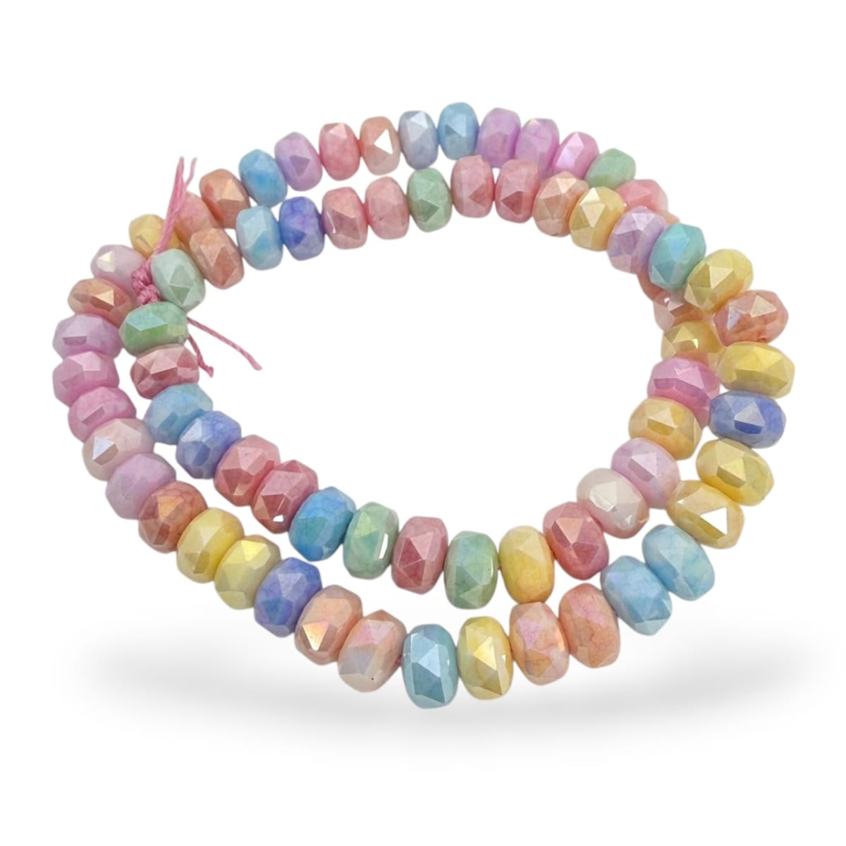 Sarta cuentas cristales murano dona achatado 8x5 mm tornasol / tira2