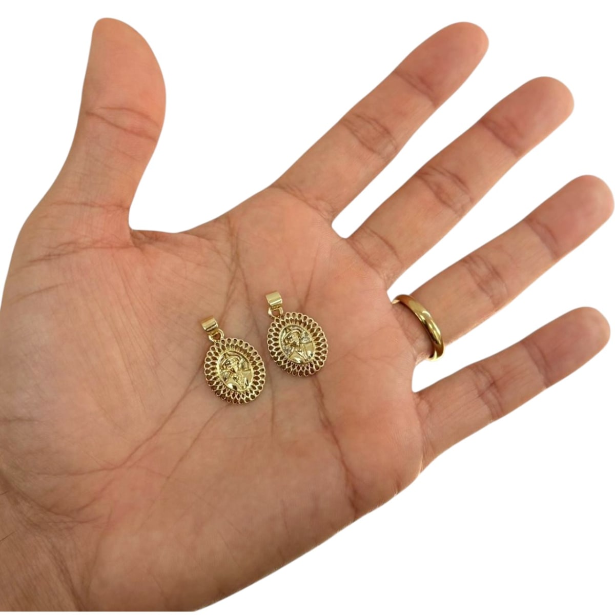 Dije colgante medalla jose gregorio hernandez 20x15 mm baño de oro / unidad3