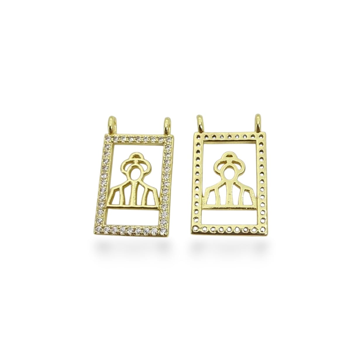 Dije conector escapulario 21x12 mm baño de oro zircón / unidad3