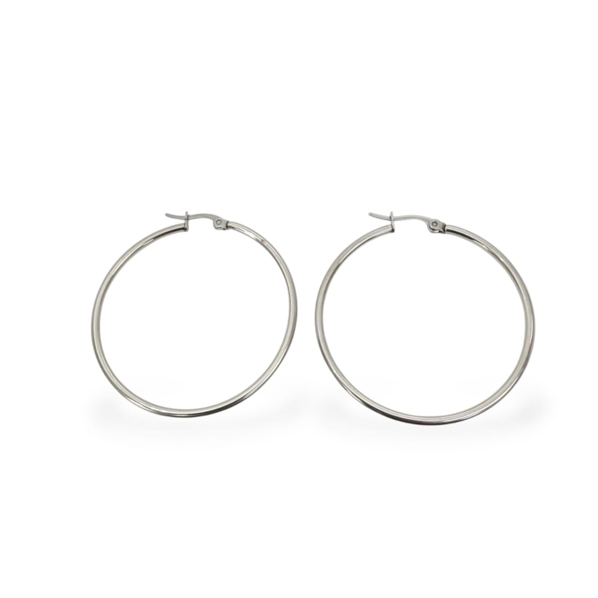 Aros argollas acero quirúrgico hipoalergénicos plateado / par6