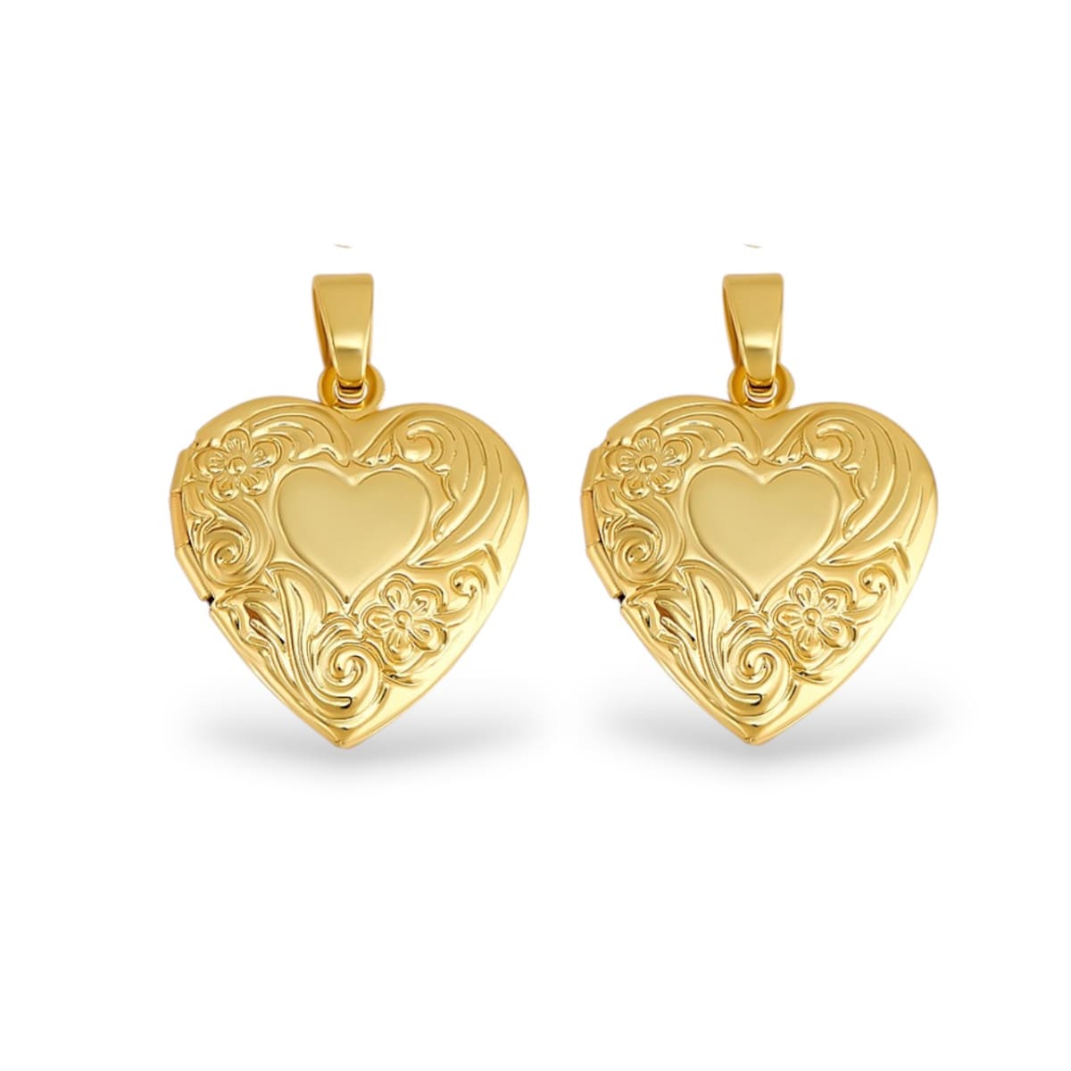 Relicario portafoto locket corazón 22.5 mm baño oro / unidad1