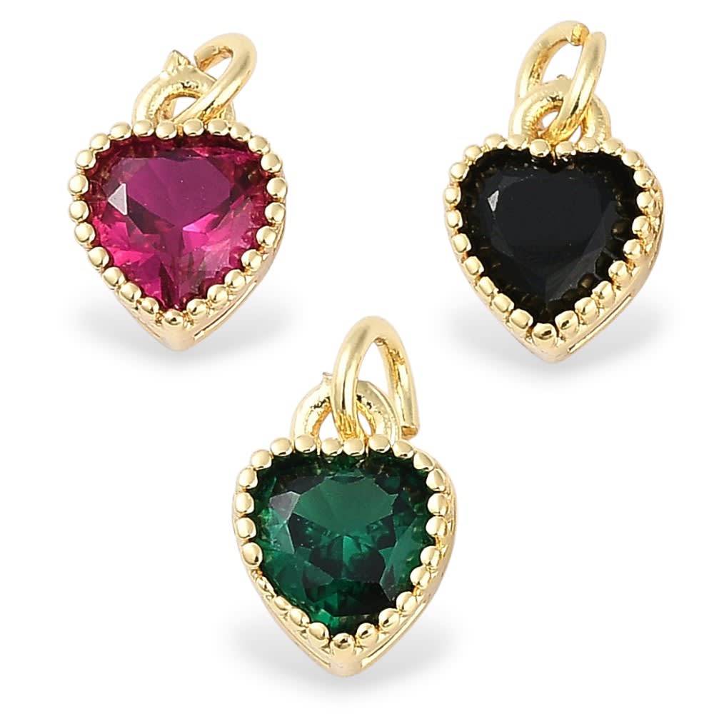 Dije colgante punto de luz corazón 9.5x7 baño de oro zircón / unidad1