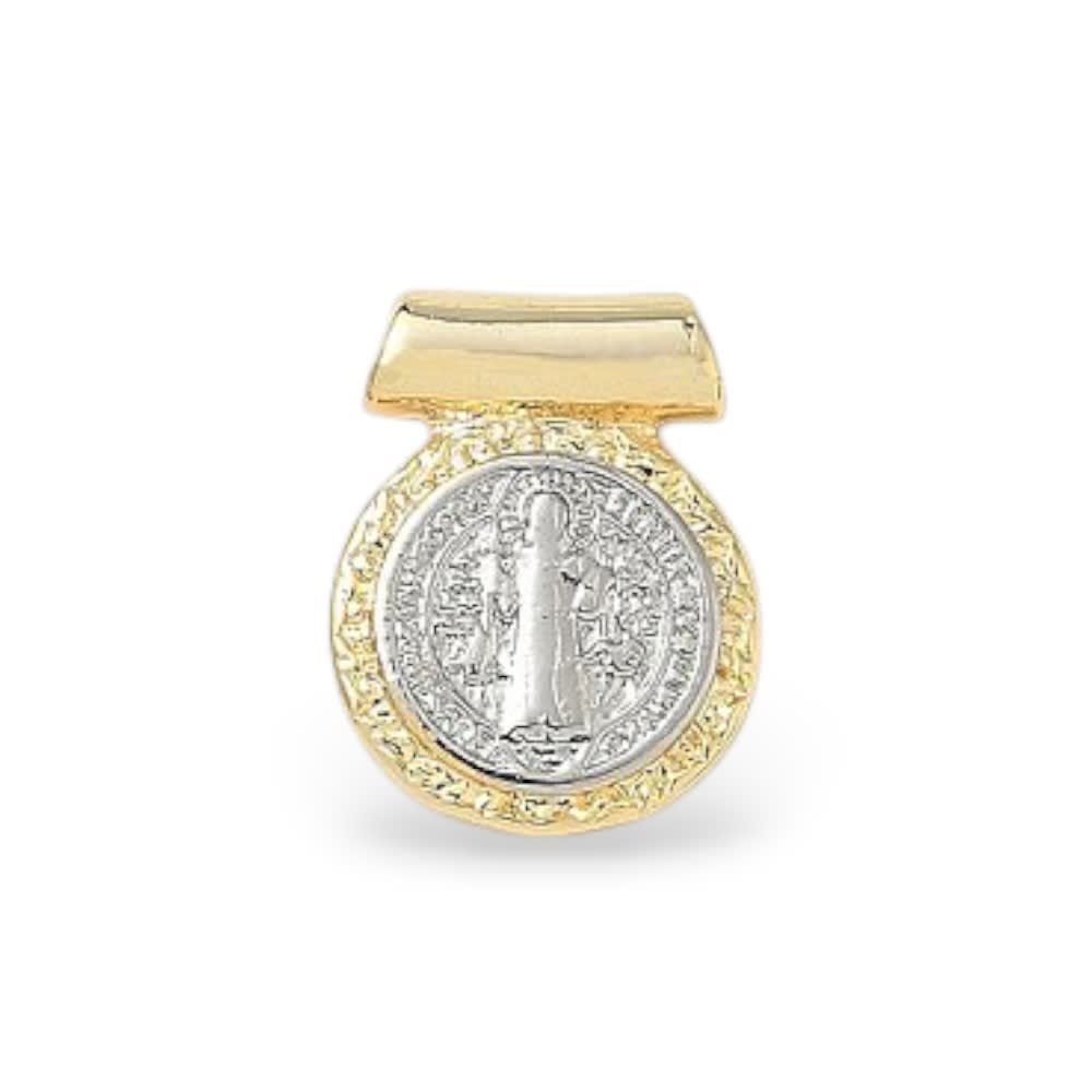 Dije pasador escapulario religioso 14x9.5 mm baño oro / unidad7